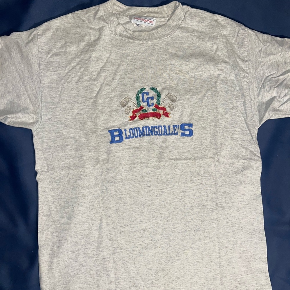 Vintage Bloomingdale's Heather Gray Embroidered Tee